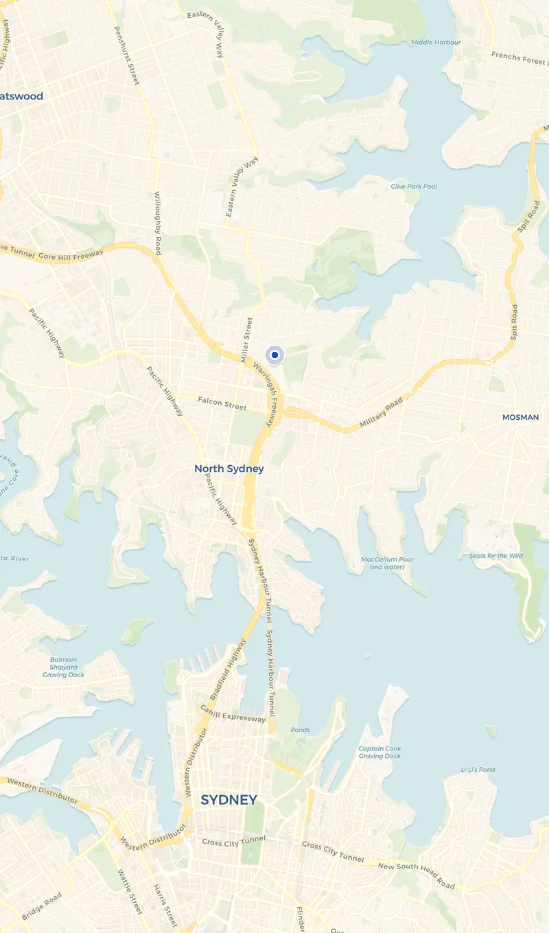 Map of the Cammeray service area and the surrounding suburbs we cover.